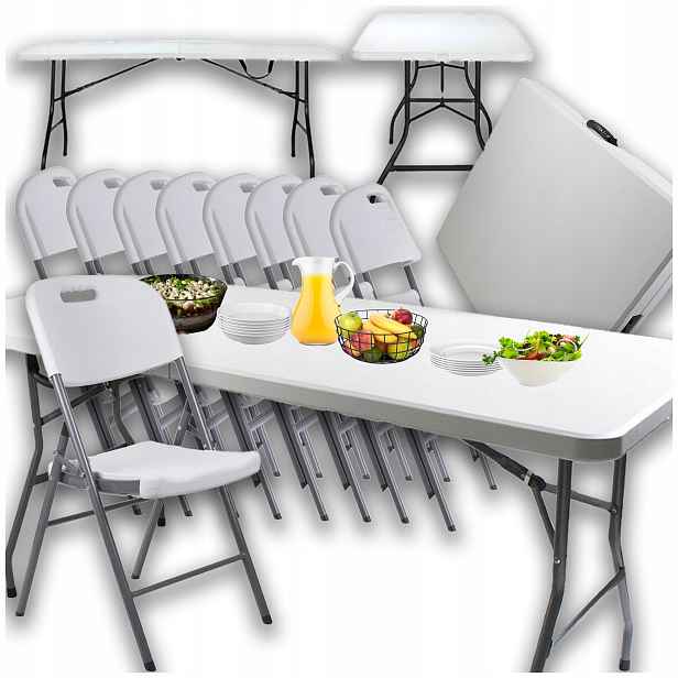 Zahradní Cateringový Set Skládací Stůl 240 CM 8 Křesel