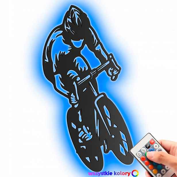 Dřevěný 3D obraz Cyklista XL Nástěnná Dekorace Dárek Noční Lampa Led