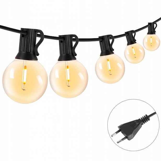 Led zahradní girlanda Lampičky Žárovky Kule 50 2 žárovky 15M