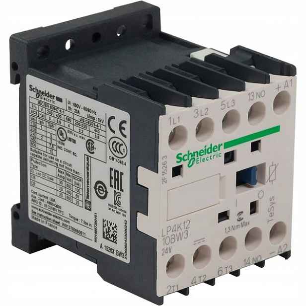 Schneider Electric stykač TeSys K 3P 12A cívka 24V DC LP4K1210BW3