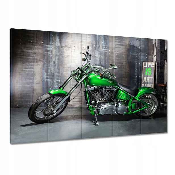 Obrazy 100x70 Zelený chopper Motocykl
