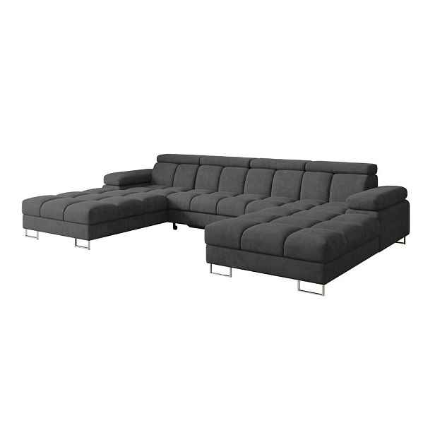 ALTDECOR SEDACÍ SOUPRAVA s funkcí spaní a úložným prostorem COMA U2 345x203x79 tmavě šedá velur