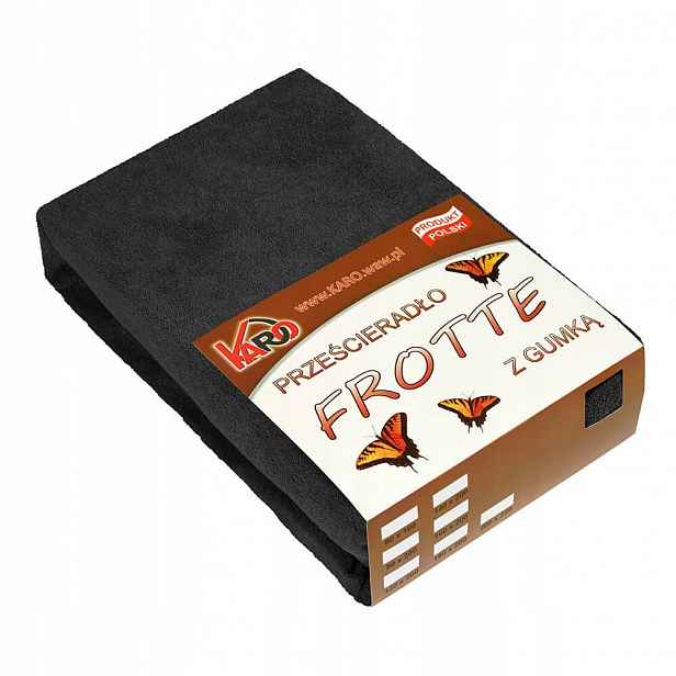 Froté prostěradlo s gumičkou 200x220 černé Bavlna Měkké Karo