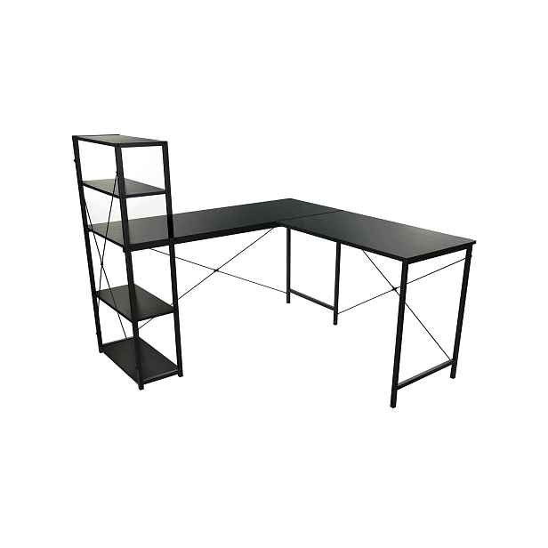 Rohový psací stůl s regálem 140 x 145 cm Black Oak Loft Do Pokoje Kanceláře