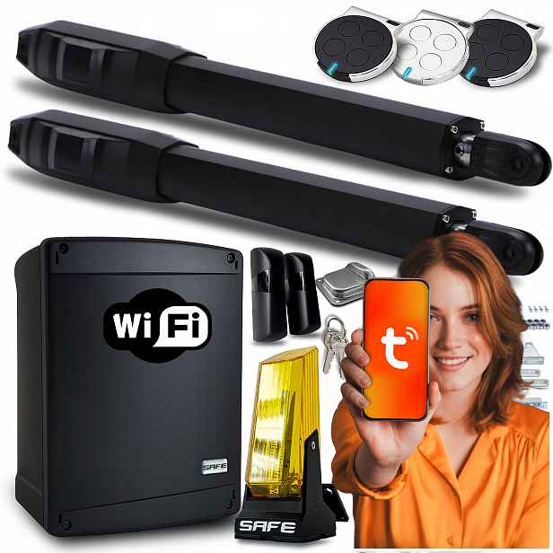 Set Pohon Pro Dvojkřídlovou Bránu Wifi Tuya ovladače pohony 8 m 400 Kg