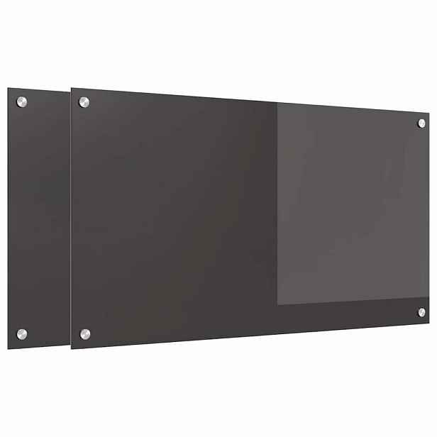 vidaXL Kuchyňský obklad 2 ks Tmavě šedá 90 x 50 cm tvrzené sklo