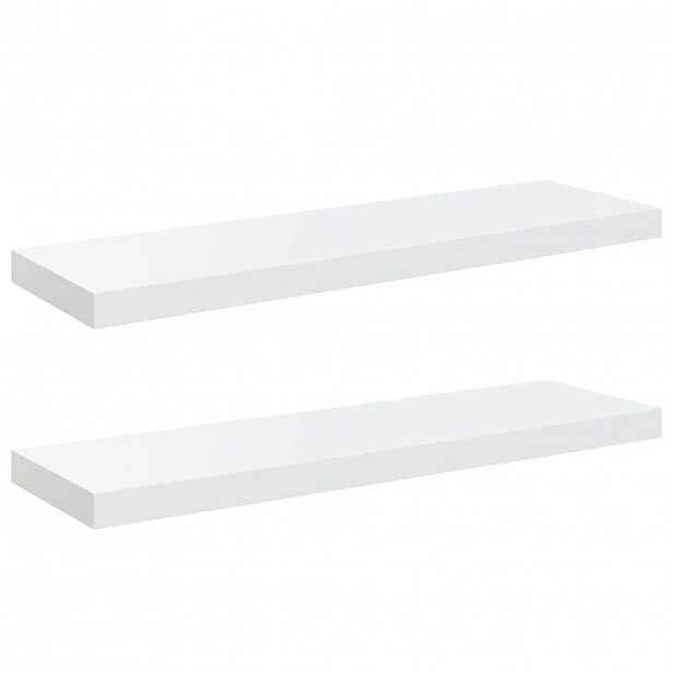 vidaXL Plovoucí nástěnné police 2 ks lesklé bílé 80x23,5x3,8 cm MDF