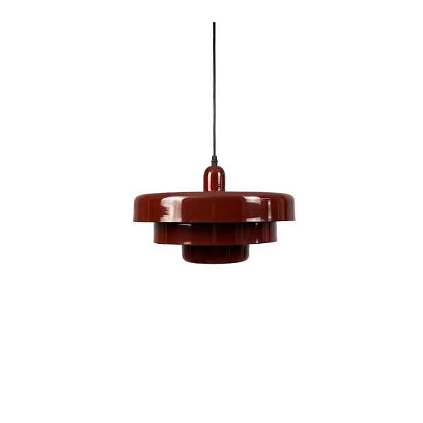 Závěsná stropní lampa kovová burgundská retro Space Age Mid-Century 35 cm