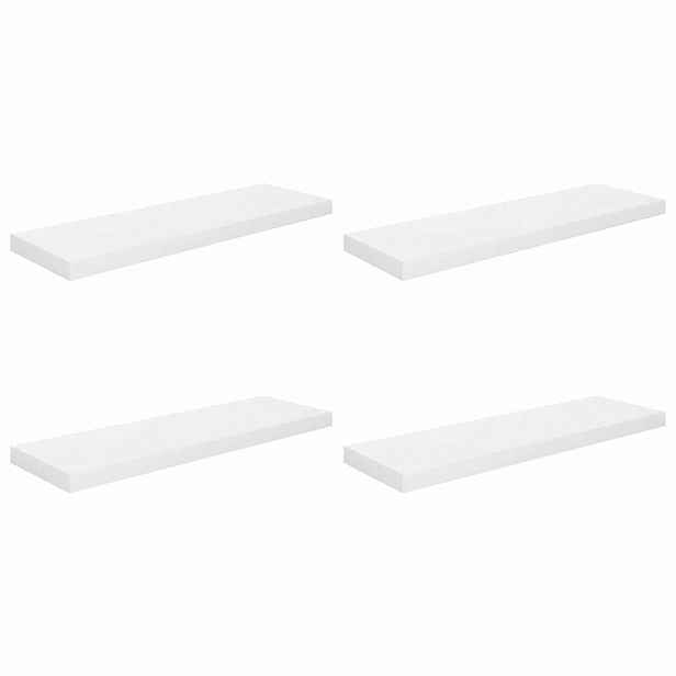 vidaXL Plovoucí nástěnné police 4 ks lesklé bílé 80x23,5x3,8 cm MDF