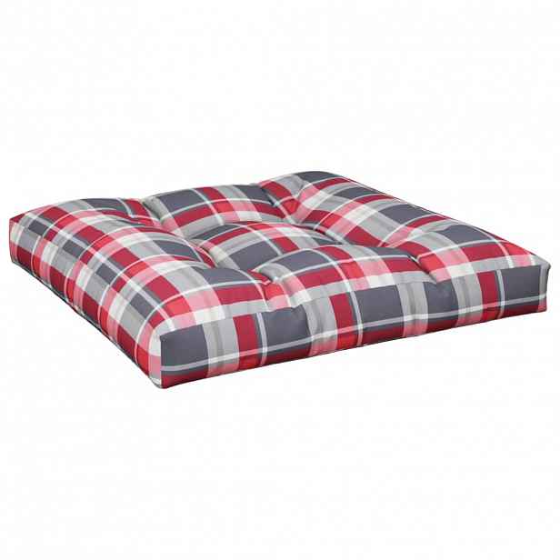 vidaXL Poduška na palety červená károvaná 80 x 80 x 12 cm textil