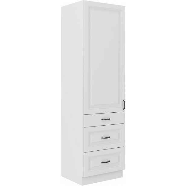 Vysoká potravinová skříňka Stilo 60 DKS-210 3S 1F - Premium Box Barva korpusu: Bílá, Barva dvířek: Bílá
