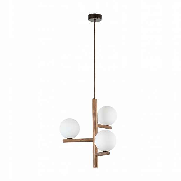 Závěsná lampa Estera Wood ořechové stínidlo bílá 3xG9 Skandinávská Do Obývacího Pokoje