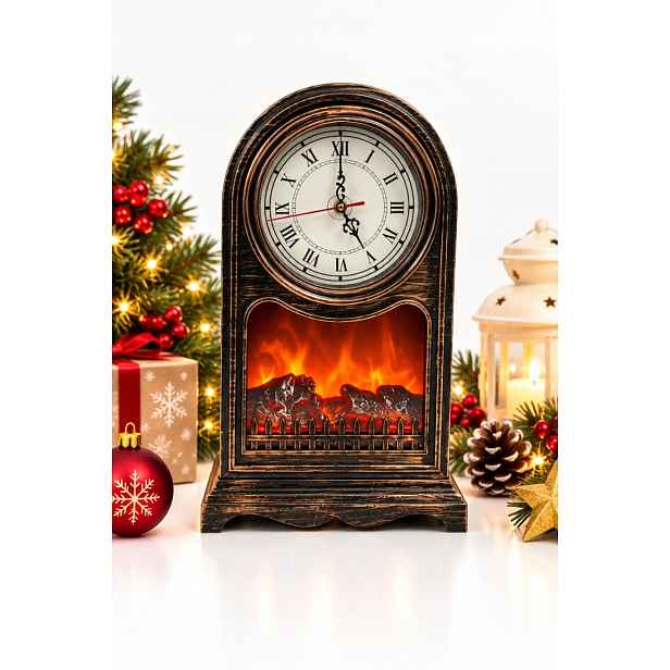 Retro Led Krbový Časovač 40 CM Efekt Plamene Starožitný Bronz Usb Baterie