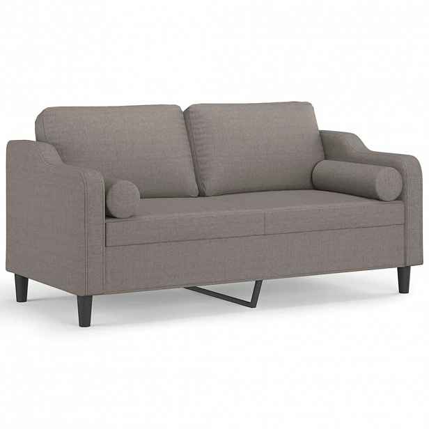 vidaXL 2místná pohovka s polštáři taupe 140 cm textil