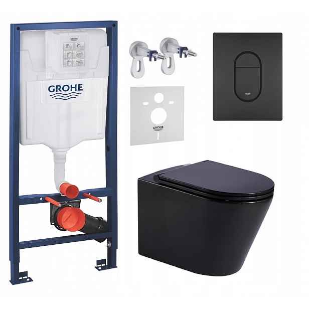 Podomítkový Wc set Grohe s mísou Imprese a tlačítkem černý mat Fresh
