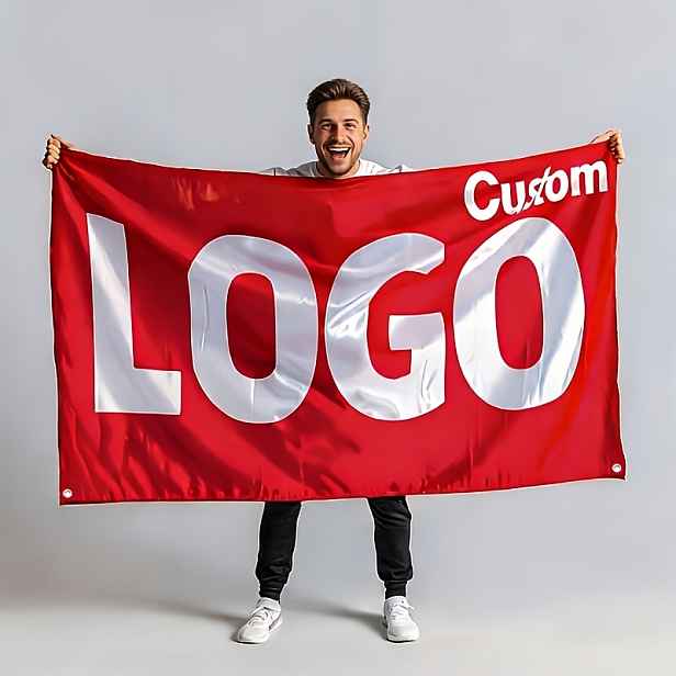 TEMU 1 Vlastní vlajka, více velikostí k dispozici. Personalizovaný banner s vaším /textem. Živý červeno-bílý design, UV-odolný. Odolná polyesterová
