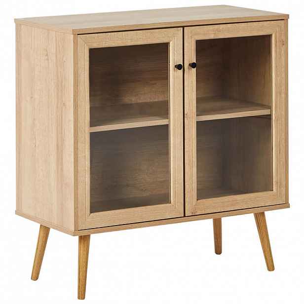Beliani SIDEBOARD se skleněnými dveřmi 80 cm Světle hnědý Albany