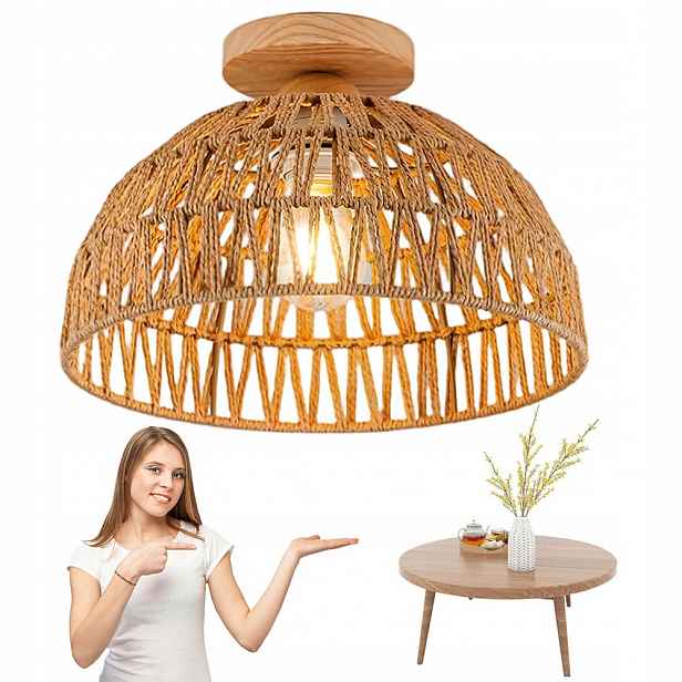 E27 Stropní Svítidlo Přírodní ratanová, Závěsná lampa Osvětlení chodby