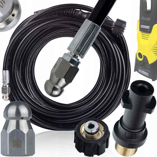 Hadice Do Kanalizace 20 M S Závitem M22 Na Bajonet, Tryska 1/4 Pro Karcher K2-K7