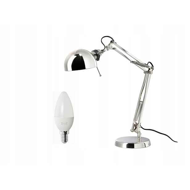 Ikea Forsa Niklovaná stolní lampa Žárovka