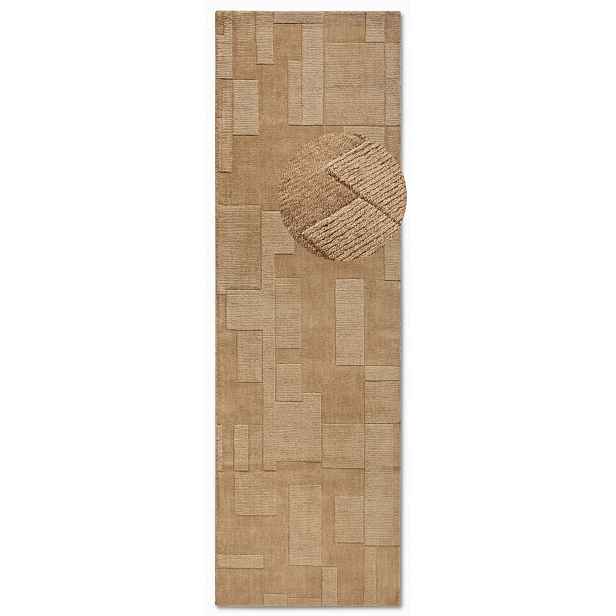 Koberec Běhoun do chodby 80x250 cm, béžový, moderní 3D vzor