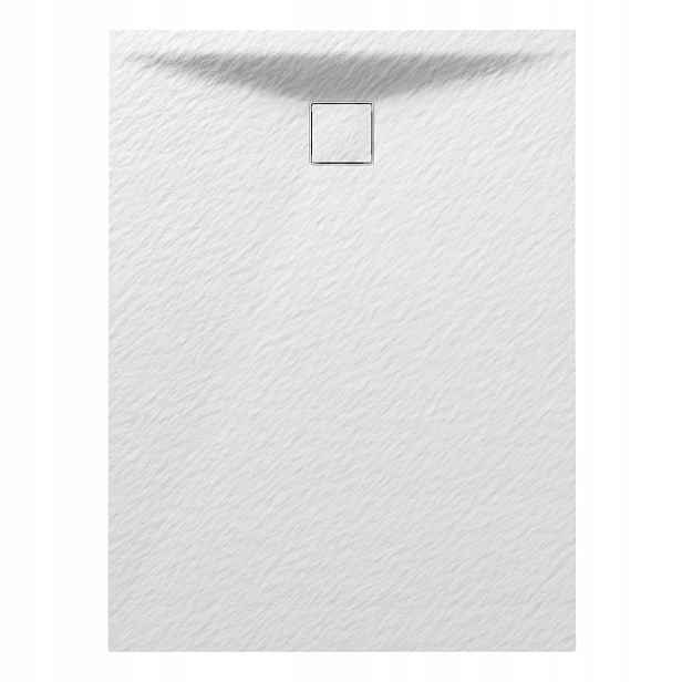 Sprchová Vanička 100x80 CM Obdélníková Nízká Bílá Struktura Kamene Teja Se Sifonem