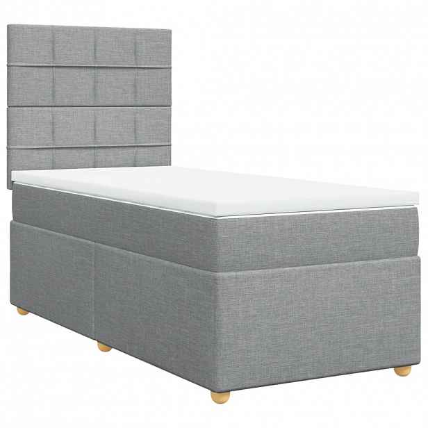 vidaXL Box spring postel s matrací světle šedá 80 x 200 cm textil