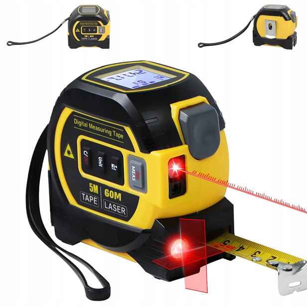 Dálkoměr Měřicí Páska Laserový Bodový Indikátor 3V1 LCD displejem