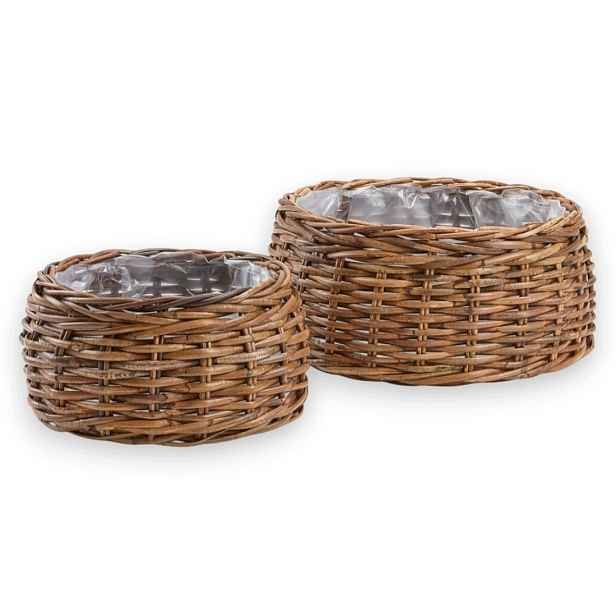 2x Sada Košík Květináč Květináč Pletený Ratanový 41cm 30cm