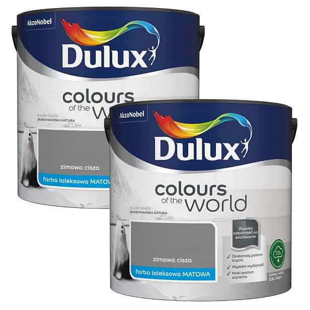 Set Dulux Barvy Světa 2x2,5 Barva Latexová Emulze Zimní Ticho 2,5L
