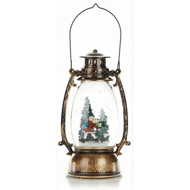 Vánoční lucerna hnědý sníh pro děti 14x11x24 cm