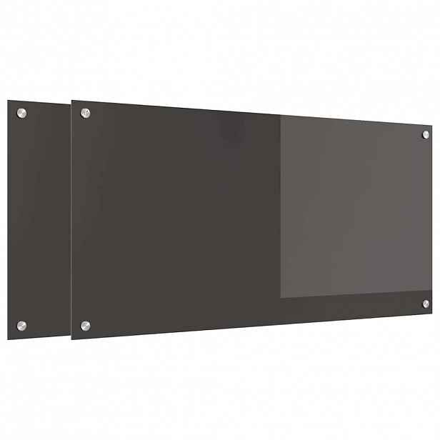 vidaXL Kuchyňský obklad 2 ks Tmavě šedá 100 x 50 cm tvrzené sklo