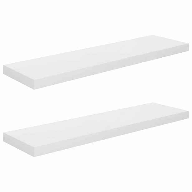 vidaXL Plovoucí nástěnné police 2 ks lesklé bílé 90x23,5x3,8 cm MDF