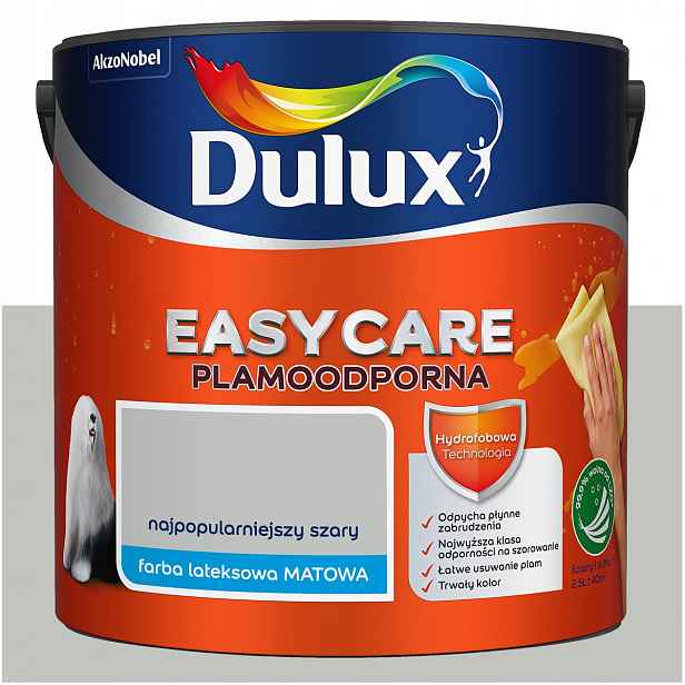 Barva na stěny odolná proti skvrnám Dulux Easycare Nejoblíbenější šedá 2,5L