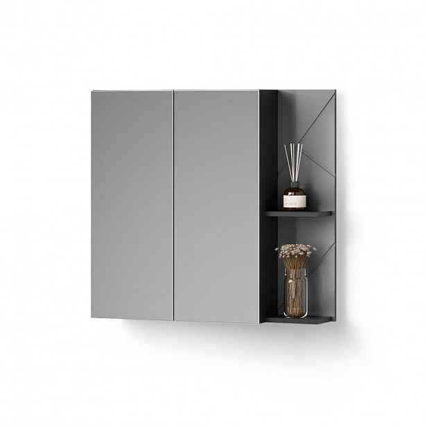 Livinity® ZRCADLOVÁ SKŘÍŇKA Ronco Antracit vysoký lesk/antracit 80 x 75 cm
