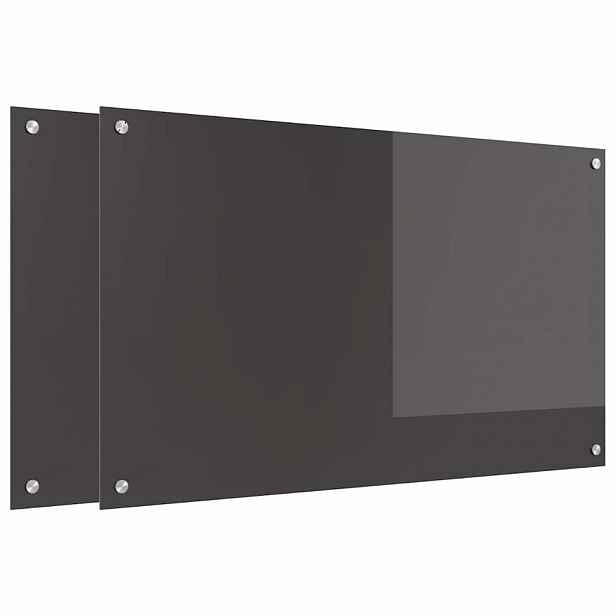 vidaXL Kuchyňský obklad 2 ks Tmavě šedá 100 x 60 cm tvrzené sklo