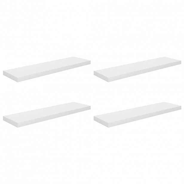 vidaXL Plovoucí nástěnné police 4 ks lesklé bílé 90x23,5x3,8 cm MDF