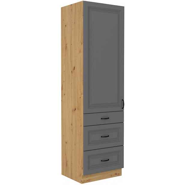 Vysoká potravinová skříňka Stilo 60 DKS-210 3S 1F - Premium Box Barva korpusu: Dub artisan, Barva dvířek: Dust Grey
