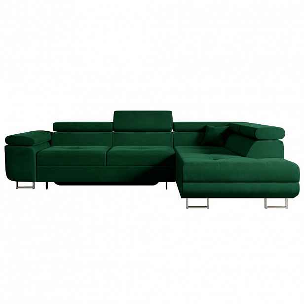 ALTDECOR ROHOVÁ POHODA s funkcí lůžka a úložným prostorem GUSA-L 272x202x107 cm zelený velur