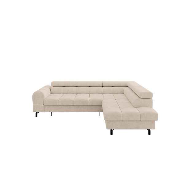 ALTDECOR ROHOVÁ SEDAČKA s funkcí spaní otomana vpravo LUMA-L 272x203x70 béžová velur