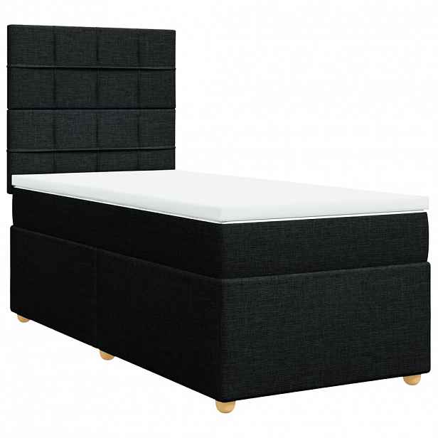 vidaXL Box spring postel s matrací černá 80 x 200 cm textil