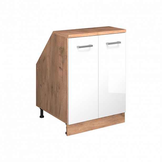 Vicco ŠIKMÁ SKŘÍŇ Rion Bílá vysoký lesk 60 x 81.6 cm se 2 dveřmi, korpus skříně hloubka 60 cm