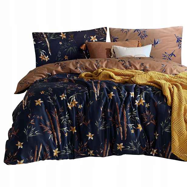 Povlečení bavlněný satén Bamboo Flower 220x200 Exclusive květy listy