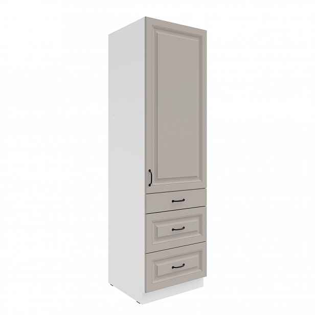 Vysoká potravinová skříňka Stilo 60 DKS-210 3S 1F - Premium Box Barva korpusu: Bílá, Barva dvířek: Clay Grey