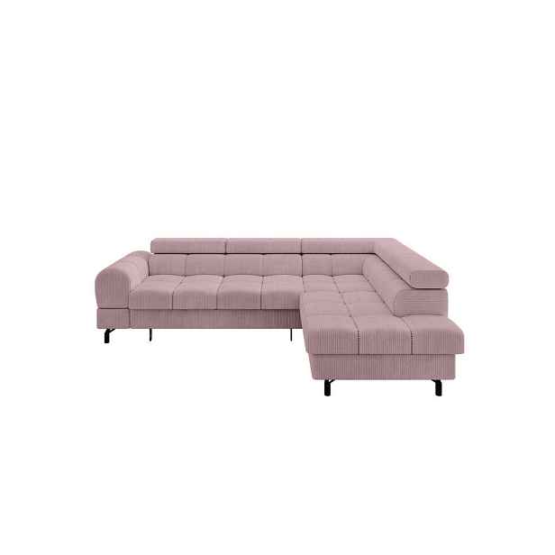 ALTDECOR ROHOVÁ SEDAČKA s funkcí spaní otomana vpravo LUMA-L 272x203x70 růžová manšestr