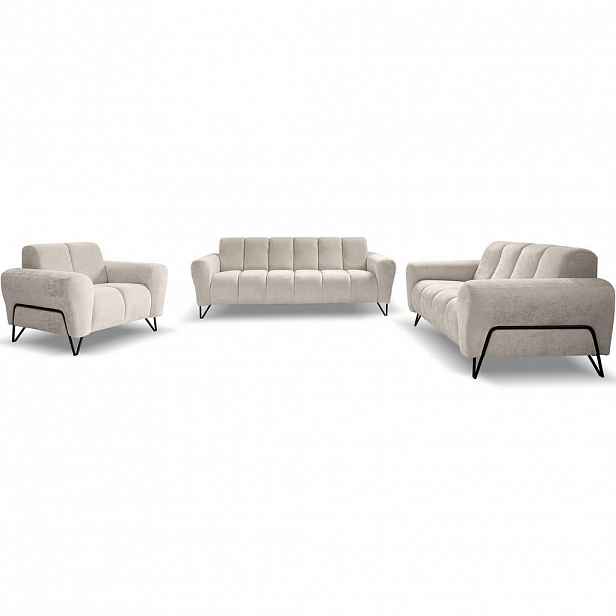 Beautysofa SEDACÍ souprava Volare (pohovky + křeslo), bez funkce spaní, krémová