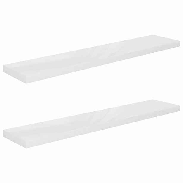 vidaXL Plovoucí nástěnné police 2 ks lesklé bílé 120x23,5x3,8 cm MDF