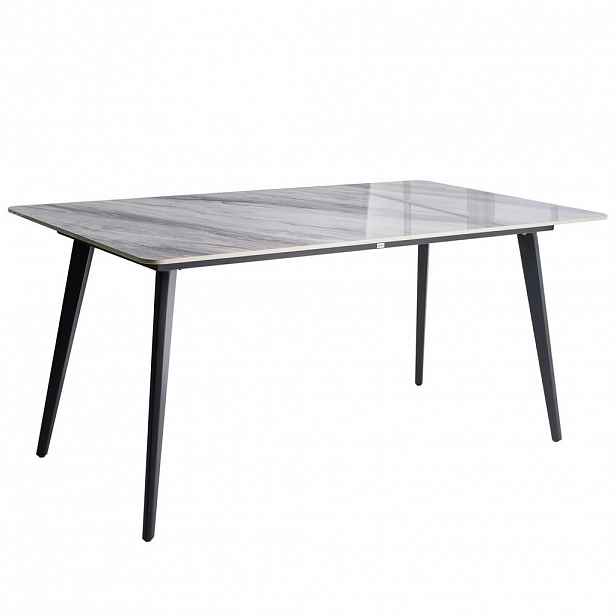 Beliani ZAHRADNÍ STŮL 160/90 cm Kámen Šedý Mramor Rodallo
