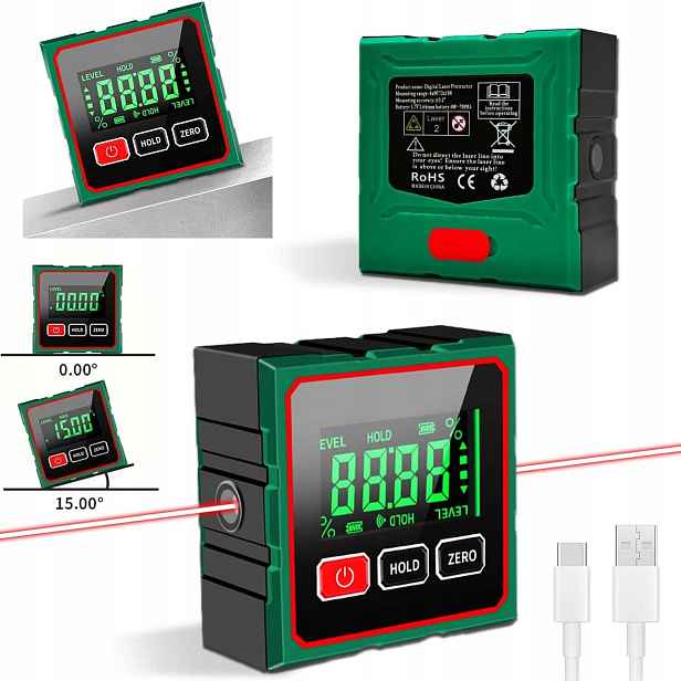 Magnetický Digitální Inklinometr S Elektronickým Laserem, Úroveň Laseru 2V1