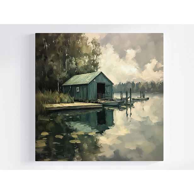 Obraz Na Plátně Plátno Krajina Příroda Jezero Voda Loďka Molo 50x50